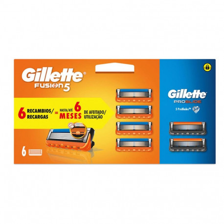 GILLETTE FUSION 5 CUCHILLAS PACK 4 RECARGAS +2 RECAMBIOS PROGLIDE 4UN