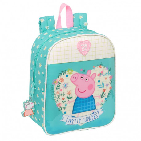 Laste seljakott Peppa Pig Pretty flowers Kollane Mündiroheline 22 x 27 x 10 cm