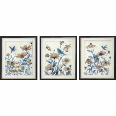 Maal DKD Home Decor 50 x 2 x 60 cm Kwiaty Shabby Chic (3 Tükid, osad)