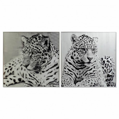 Maal DKD Home Decor 100 x 2,5 x 100 cm Leopard Koloniaalne (2 Ühikut)