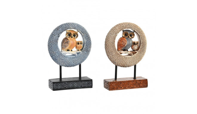 Decorative Figure DKD Home Decor 16,5 x 6 x 25,5 cm Beige Owl Blue Boho (2 Units)