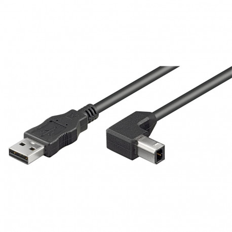 USB 2.0 kaabel A - B nurgaga 0.5m, must