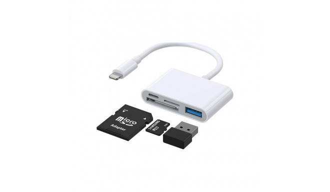 Joyroom HUB Card Reader iPhone OTG Lightning - USB Card Reader SD TF White