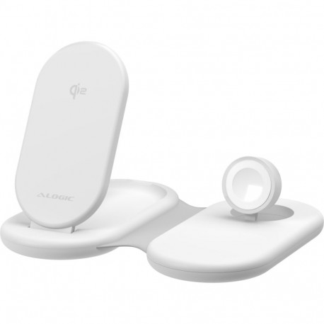 Alogic PackAway 3-in-1 Qi2 juhtmevaba laadimisalus valge