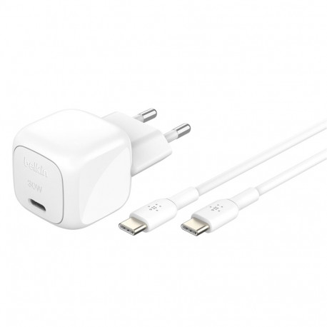Belkin BOOST Charge USB-C/USB-C 30W Ch.PD, valge kaabel WCA008kq1MWH-B6