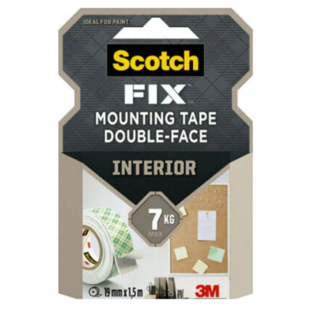 Scotch Fix Double-Sided Interior Mounting Tape, white, 19mmx1.5m