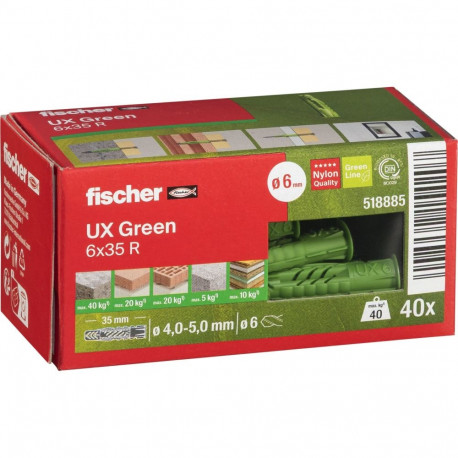 Fischer Universal Plug UX Green 6x35 with Rim