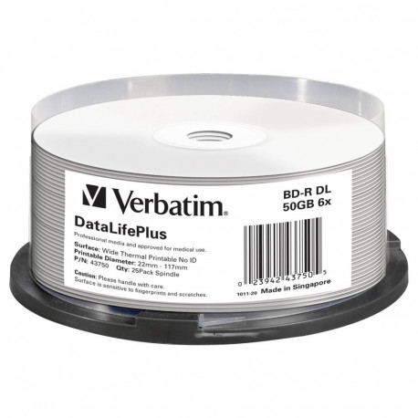1x25 Verbatim BD-R Blu-Ray 50GB 6x kiirus termotrükitav CB