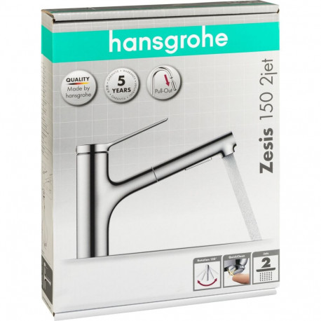 Hansgrohe Zesis M33 ühe hoovaga köögisegisti 150 2-joaga väljatõmmatava pihustiga