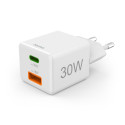 Hama laadija mini 30W PD/QC 1x USB-C, 1x USB-A valge