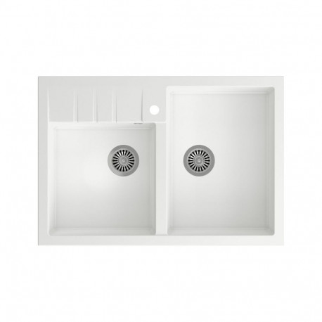 Quadron BILL 120 GraniteQ sink snow white/steel elements