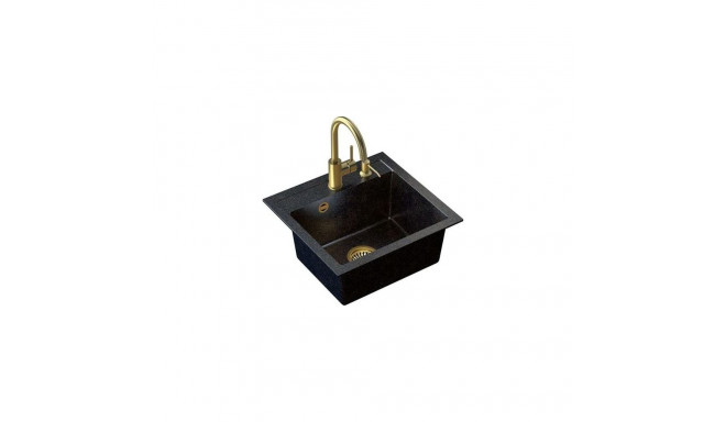 Steiner ART JOHNNY 110 sink (50x47x18.5) Steingran Art Gold Black Pearl with manual siphon, Naomi ta