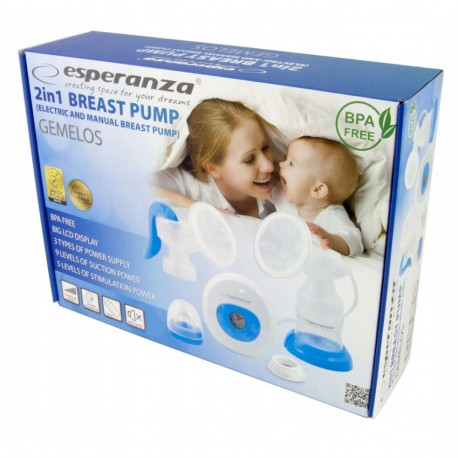 Breast pump - Esperanza ECM003B 2-in-1 Electric/Manual Blue