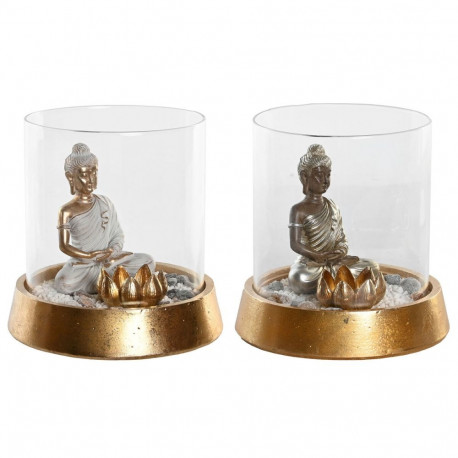 Dekoratiivkuju DKD Home Decor Hõbedane Kuldne Idamaine 16 x 16 x 18 cm (2 Ühikut)