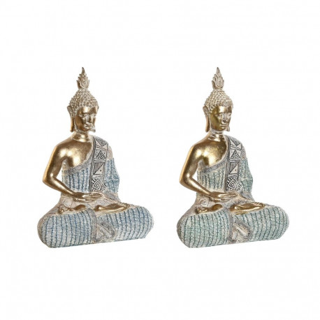 Dekoratiivkuju DKD Home Decor 18,6 x 9,7 x 27 cm Sinine Buddha Türkiissinine Idamaine Triibuline (2 