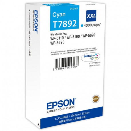 "Epson Tinte T7892 cyan XXL T7892"