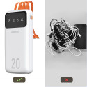 Dudao capacious powerbank with 3 built-in cables 20000mAh USB Type C + micro USB + Lightning white (