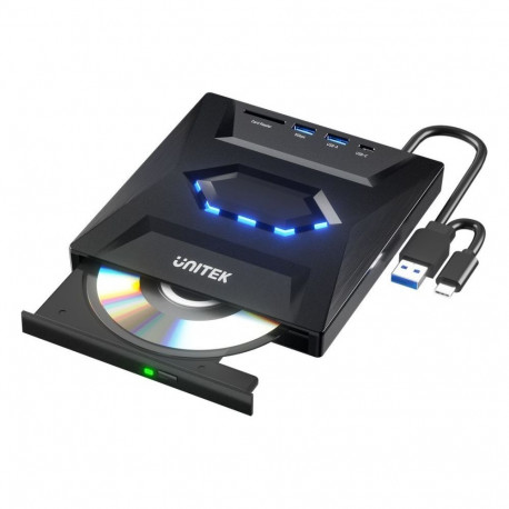 Unitek DVD-mängija Unitek väline DVD/CD-salvestaja, 5Gbps USB-jaotur, SD-kaardilugeja