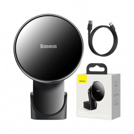 Baseus Baseus Holder Big Energy Car Holder with 15W Inductive Charger for iPhone 12 Series (Black)