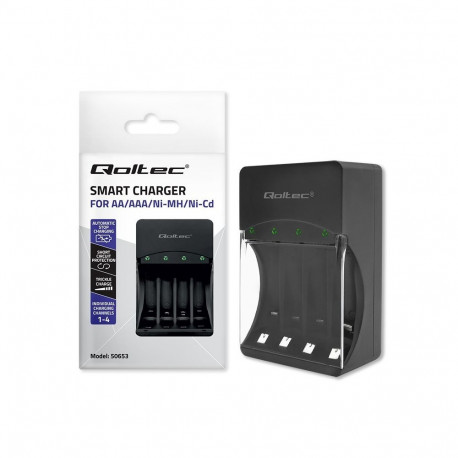 Battery Charger - Qoltec 50653 Ni-MH for R03/AAA R6/AA 1.2V