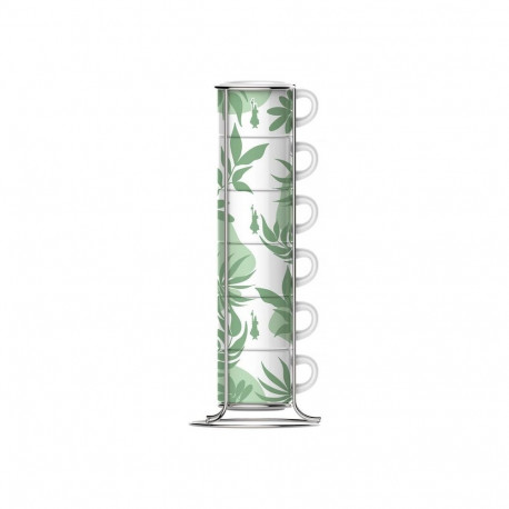 Espresso Cups - Bialetti Primavera Set Of 6 Cups On Stand Green