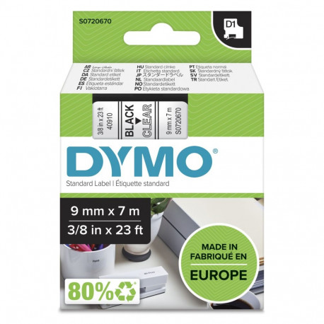 Dymo Schriftband 40910 Clear Black (S0720670)