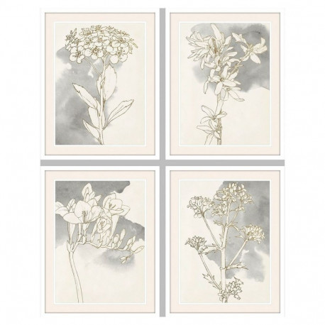 Maal DKD Home Decor 55 x 2,5 x 70 cm Kwiaty Romantiline (4 Tükid, osad)