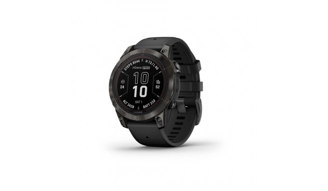 Garmin fenix 7 Pro Sapphire Solar 47mm tumehall DLC titaan/must silikoonrihm - nutikell Garmin fenix