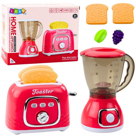 Köögiseadmete komplekt toster ja blender valguse ja heliga, roosa
