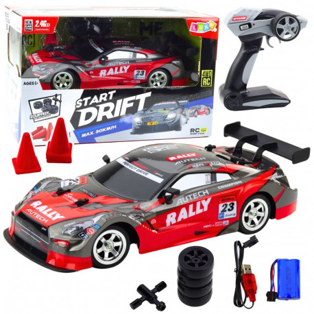 RC võidusõiduauto driftimiseks 30km/h 1:16, punane-must