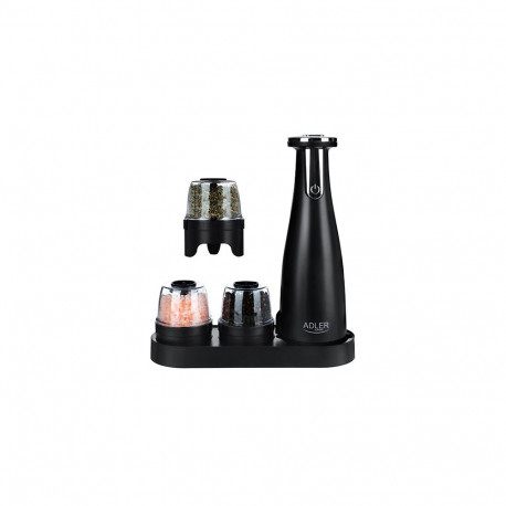 AD 4449 black Młynek do przypraw, soli i pieprzu - zestaw 3 młynków - usb
