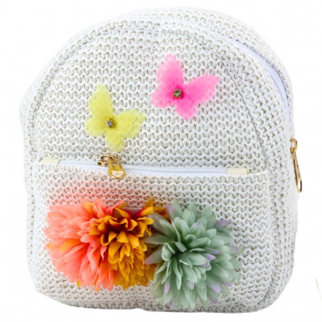 Laste tikitud seljakott liblikatega ja lilledega beež 2,5L 20cm