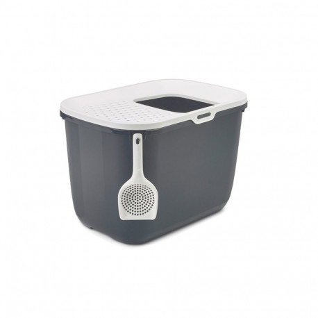 Cat Litter Tray - SAVIC HOP with White Lid 58.5x39x39.5 cm Anthracite