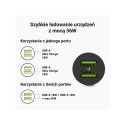 Car Charger - Green Cell PowerRide Nano36 36W 6A 2x USB-A Black