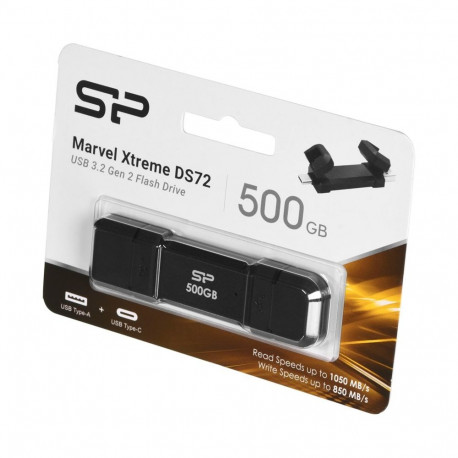 USB Flash Drive - Silicon Power DS72 500GB USB Type-A/Type-C Black