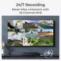 Reolink NVS16-8MB8 - 4K Security System, 16-Channel NVR, 24/7 Recording, Person/Vehicle/Animal Detec