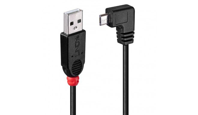 Lindy 1m USB 2.0 Cable - Type A to Micro-B Cable, 90 Degree Right Angle