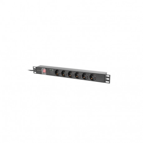 POWER DISTRIBUTION UNIT (PDU) 19" LANBERG 1U 10A 2M 6X SCHUKO OUTLETS BLACK C14