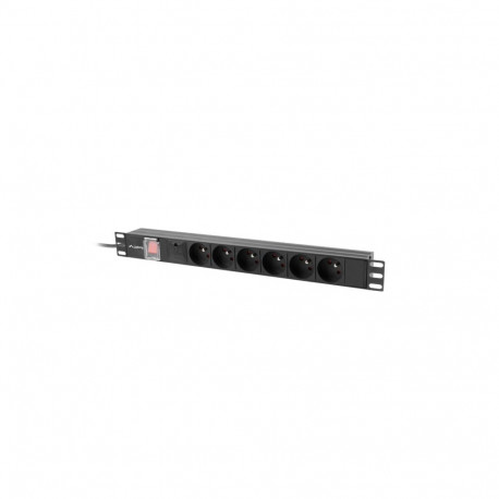 Lanberg toitejaotusseade (PDU) 19" 1U 10A 2M 6x Prantsuse pistikupesa C14, must