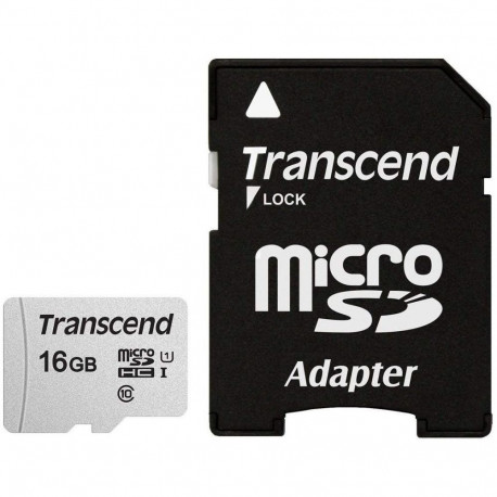"CARD microSD Card 16GB Transcend SDHC USD300S-A w/Adapter"
