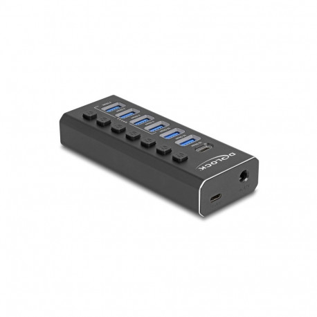 "DELOCK 7 Port USB Hub mit 4 Ports 10 Gbps und 4 Schnellladeports 5 Gbps mit Schalter und Beleuchtun