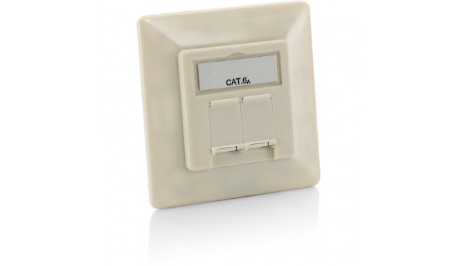 "Equip Aufputz Frontplatte Cat6A 2x RJ45 RAL 1013 Perlweiß"