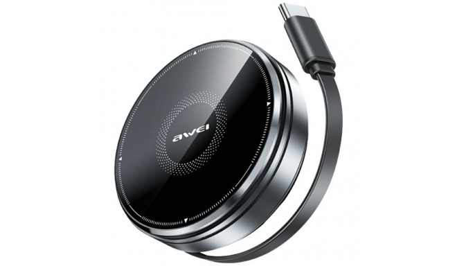 Induktsioonlaadija 3-in-1 AWEI W27 15W USB-C kaabliga kiirlaadimine must