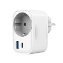 Charger Gembird 2-port USB Fast Charger with Pass-through AC socket 20W White 8716309133883