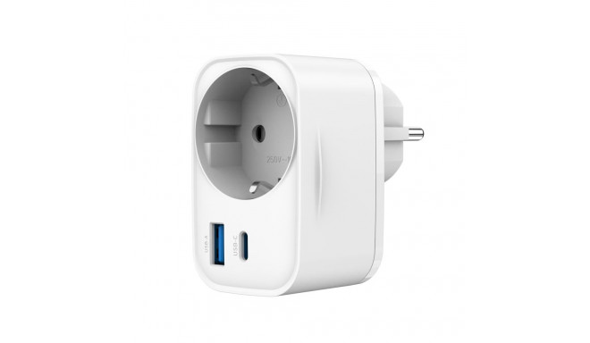 Charger Gembird 2-port USB Fast Charger with Pass-through AC socket 20W White 8716309133883