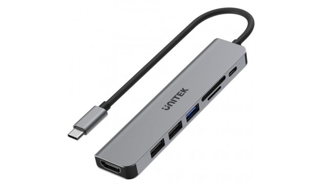 Unitek USB-C alumiinium 7in1 jaotur