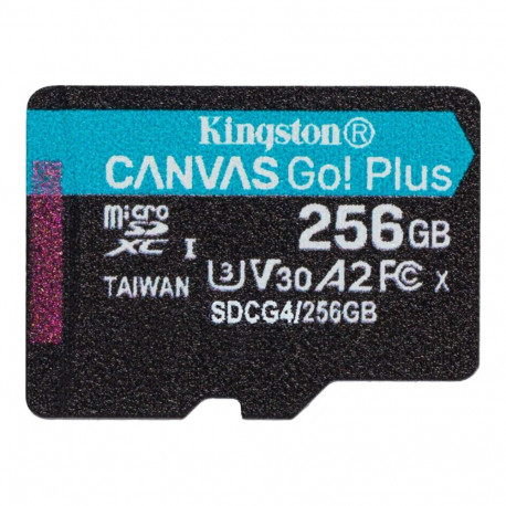KINGSTON 256GB microSDXC Canvas Go Plus Gen4 200R A2 U3 ühekordne pakend ilma adapterita
