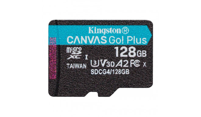 KINGSTON 128GB microSDXC Canvas Go Plus Gen4 200R A2 U3 Single Pack w/o ADP
