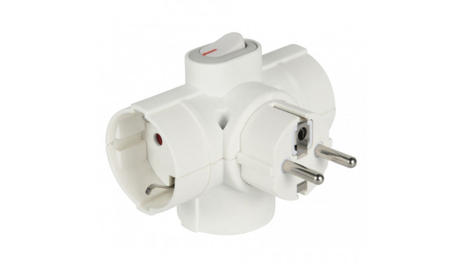 Electraline 55090 Adapter with switch 3x / 16A / 250V