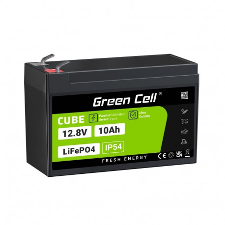 Green Cell UPS-aku LFPGC12V10AH liitiumraudfosfaat (LiFePO4) 12.8V 10Ah